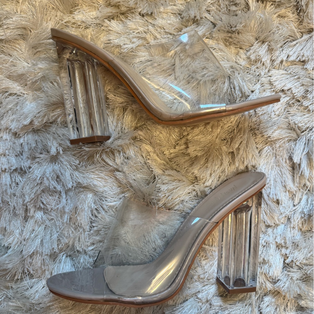 Nasty Gal Transparent Block Heel Women's Shoes